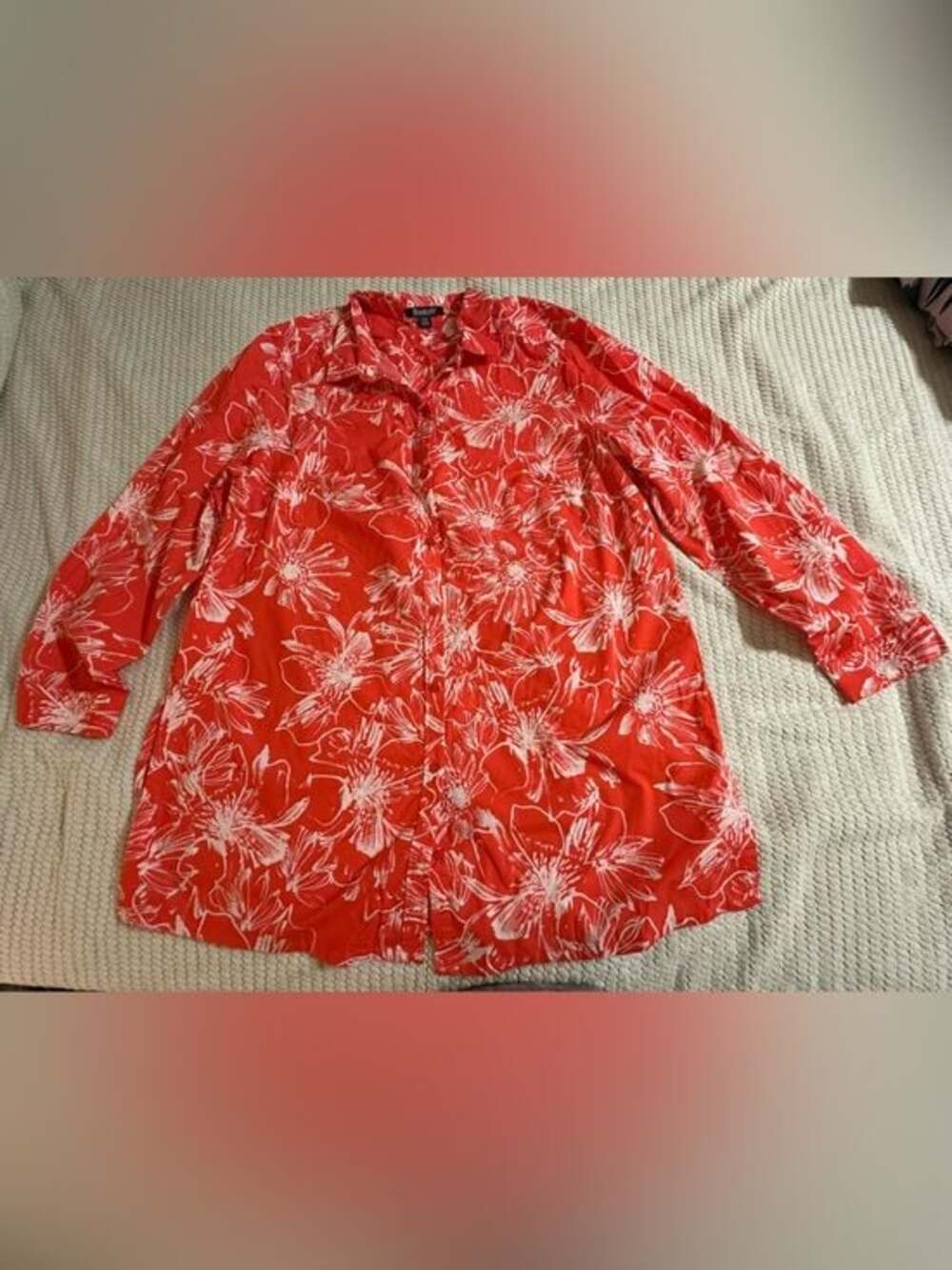 Roaman’s Plus-Size Floral Button-Up Tunic Length Top 20W